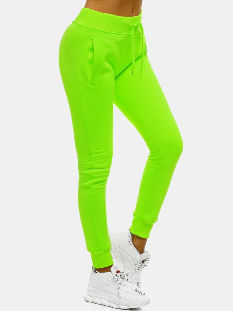 Spodnie dresowe damskie zielone-neonowe OZONEE JS/CK01/31