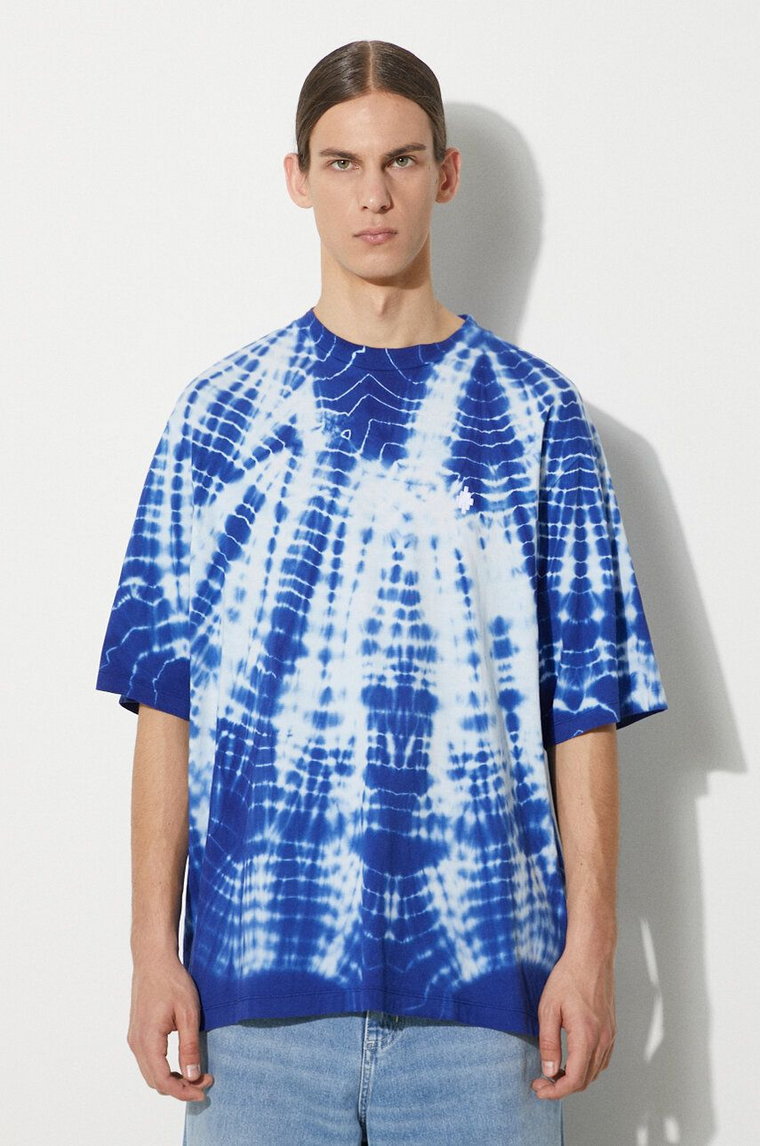 Marcelo Burlon t-shirt bawełniany Aop Soundwaves Over męski kolor niebieski gładki CMAA054S24JER0044501