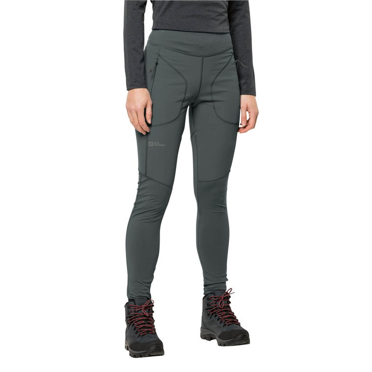 Damskie getry termoaktywne Jack Wolfskin SALMASER TIGHTS W slate green - XS