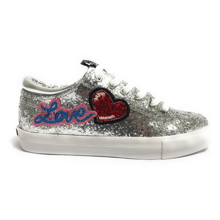 Glitter Srebrne Love Sneaker Moschino