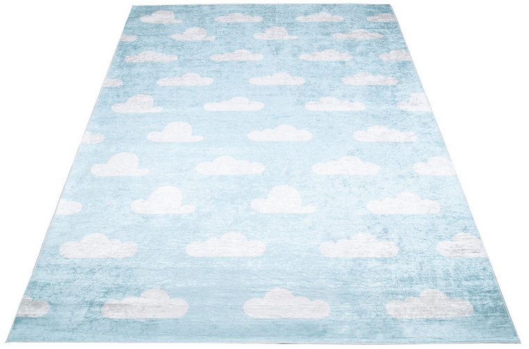 Jasnoniebieski dywan dziecięcy w chmurki - Ulti 4X