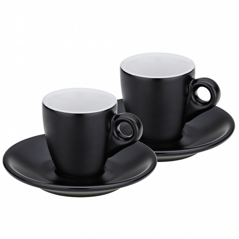 Filiżanki do espresso ze spodkami, 2 szt., ceramika, 0,05 l, śred. 12 x 6,5 cm, czarne kod: KE-12750