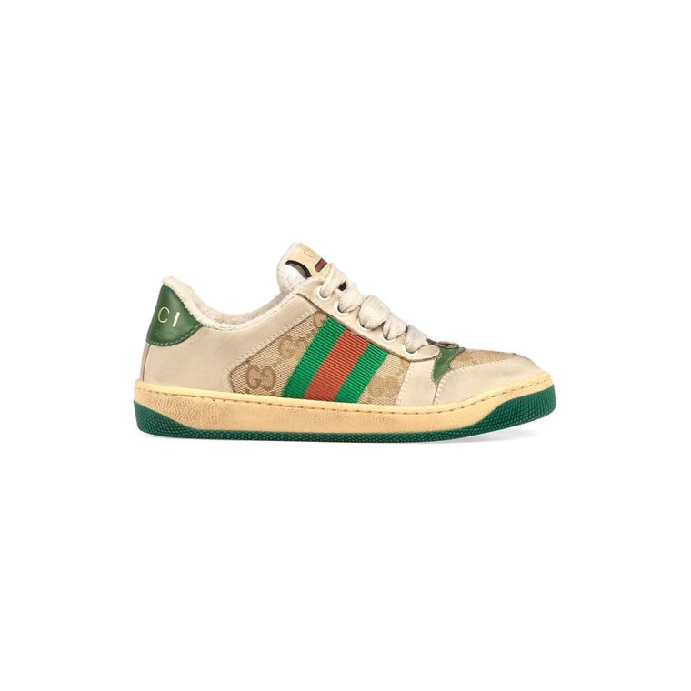 Vintage Zielone i Czerwone Sneakersy z Siecią dla Chłopców Gucci