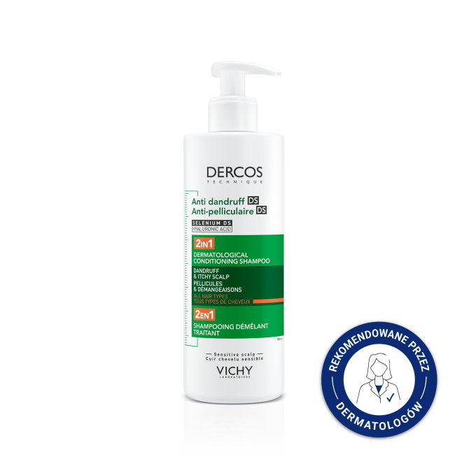 VICHY DERCOS Szampon Przeciwłupieżowy Z Odżywką 2w1 - 390ml