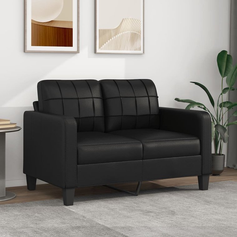 vidaXL 2-osobowa sofa, czarna, 120 cm, sztuczna skóra