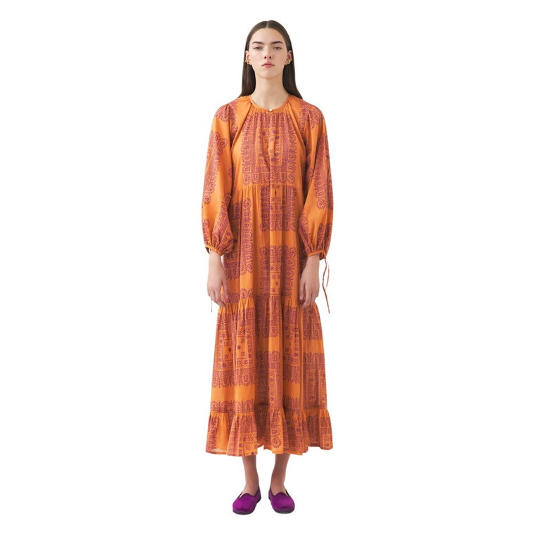 Bawełniana sukienka maxi z nadrukiem voile Nalii Antik Batik