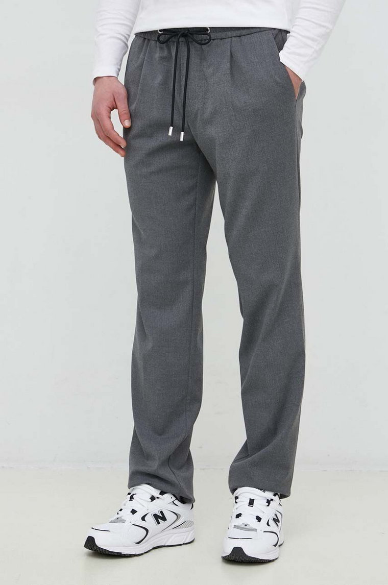 Sisley spodnie męskie kolor szary proste