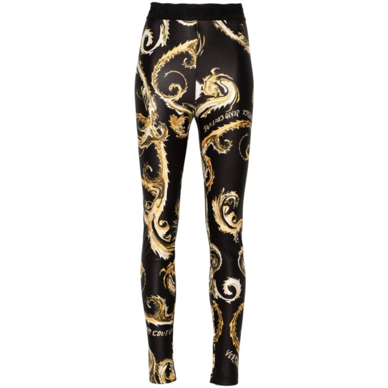 Czarne Legginsy Elegancki Styl Versace Jeans Couture