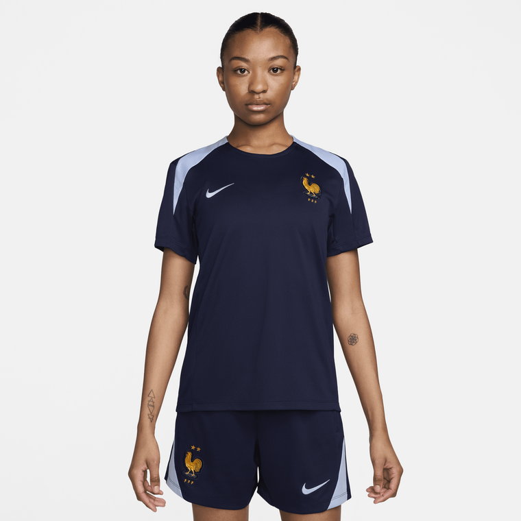 Damska dzianinowa koszulka piłkarska z krótkim rękawem Nike Dri-FIT FFF Strike - Niebieski