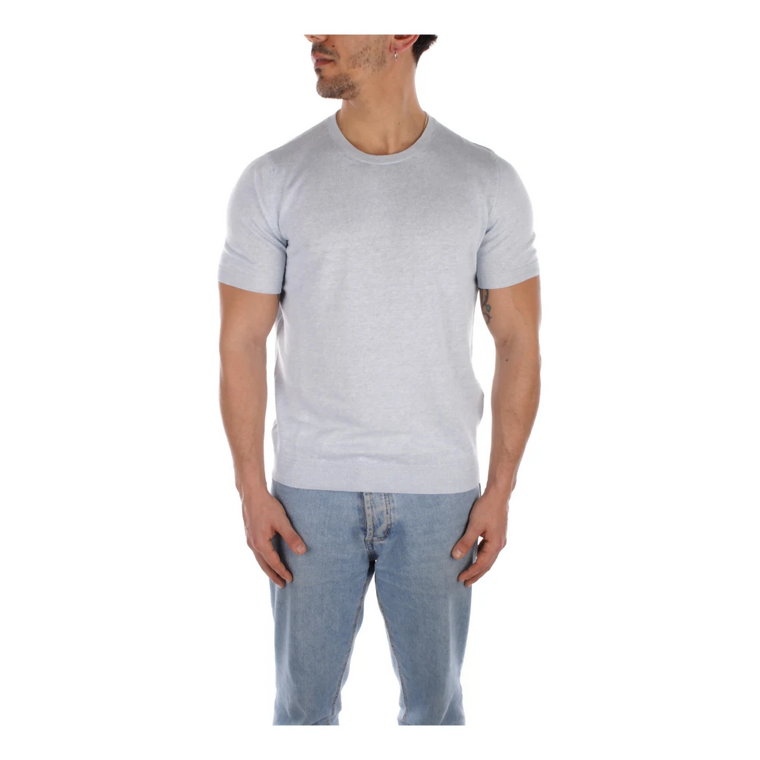 Jasnoniebieski T-shirt z lnu i bawełny Tagliatore