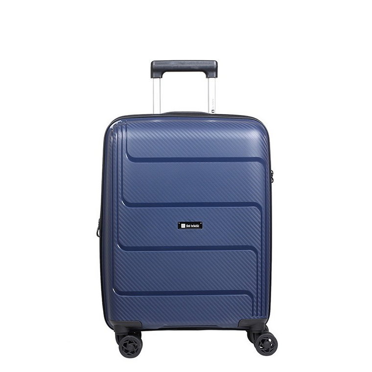 Granatowa walizka kabinowa z polipropylenu poszerzana Hard Class