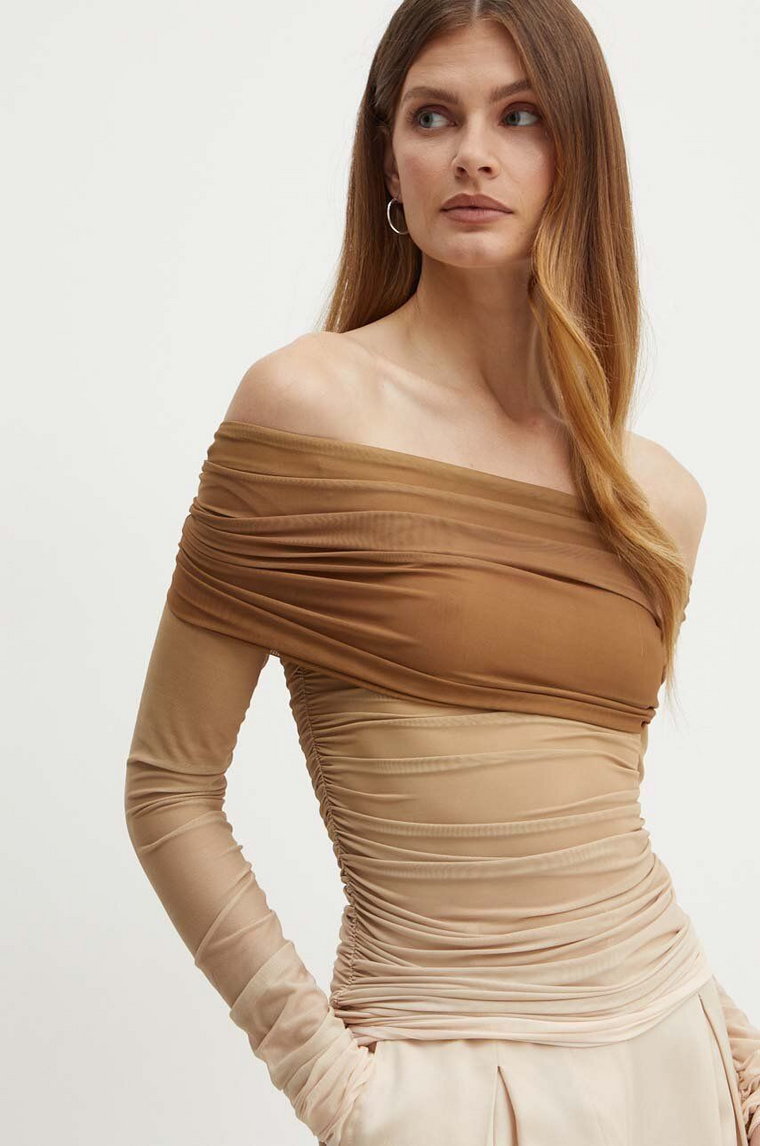Bardot bluzka CAMELIA damska kolor brązowy wzorzysta 59320TB