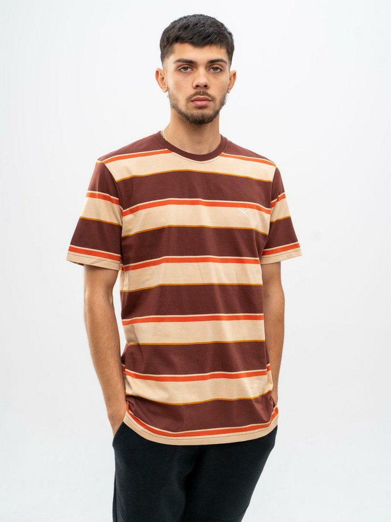 T-Shirt W Paski Iriedaily Rustico Stripe Khaki / Bordowy