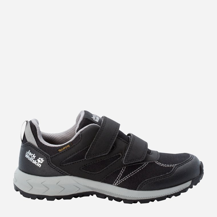 Buty sportowe chłopięce na rzepy Jack Wolfskin Woodland Texapore Low Vc K 4046351-6364 33 Ciemnoszare (4064993187717). Buty sportowe chłopięce