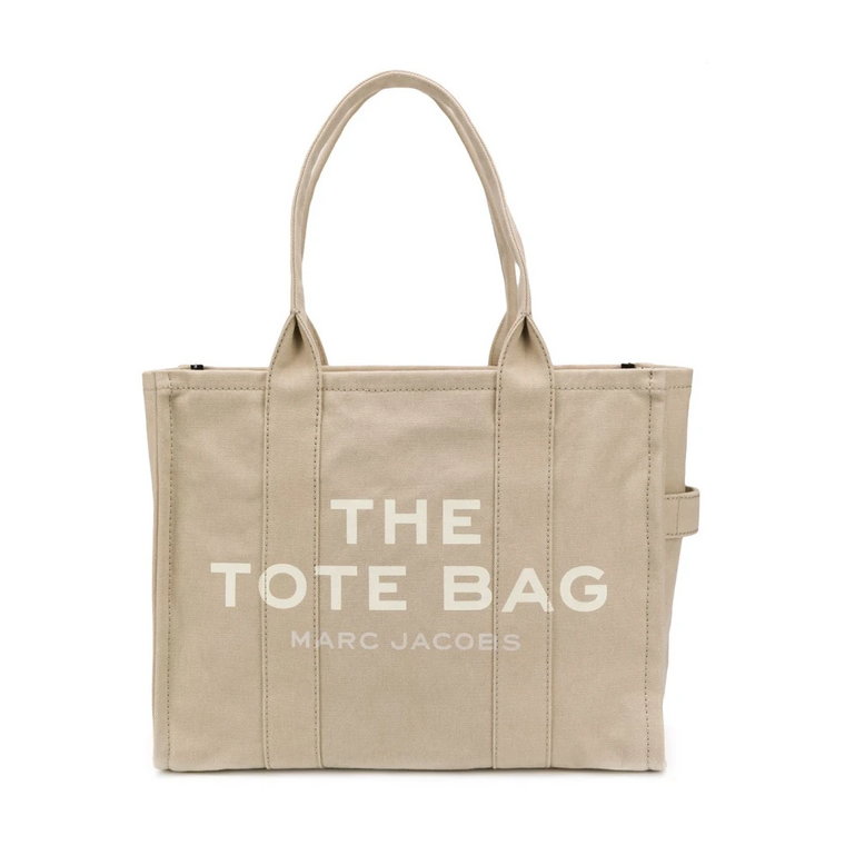Beżowa torba z mieszanki bawełny z detalami slogana Marc Jacobs