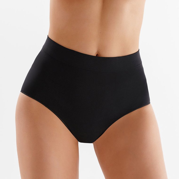 Czarne bezszwowe majtki z wysokim stanem Gabriella Midi Briefs