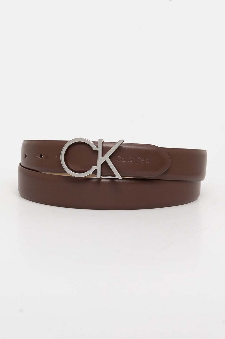 Calvin Klein pasek skórzany damski kolor brązowy K60K610157