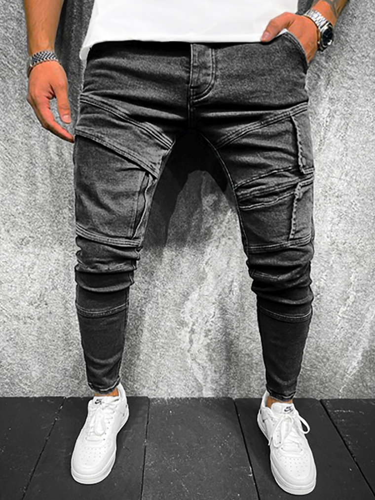 Spodnie jeansowe męskie czarne OZONEE O/B6573