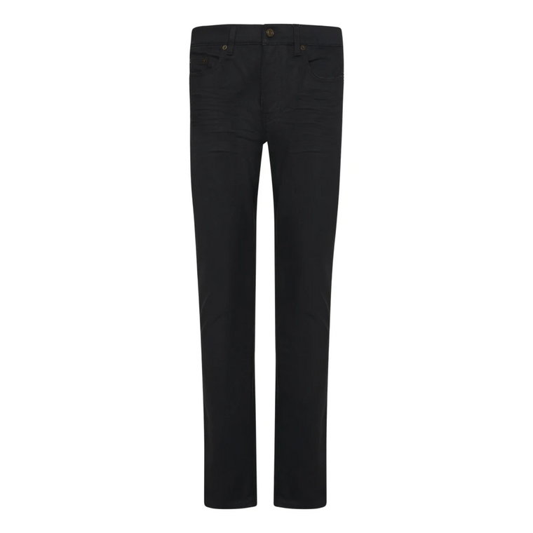 Czarne Dżinsy Skinny, Włoskie Rzemiosło, Mid-Rise Saint Laurent