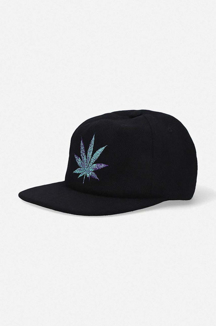 Makia czapka z daszkiem wełniana X HUF Trip Cap kolor czarny z aplikacją x HUF Trip Cap U82002 999 U82002-999