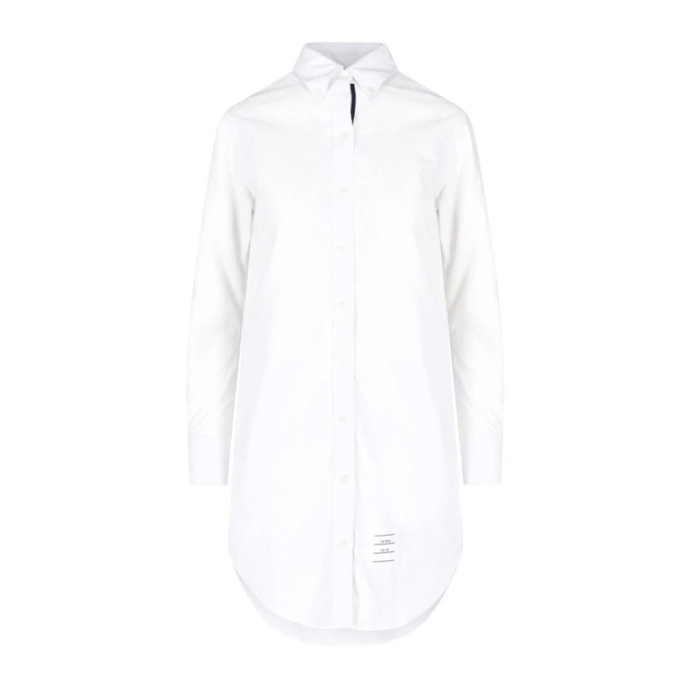 Biała Sukienka Koszulowa z Bawełny Thom Browne