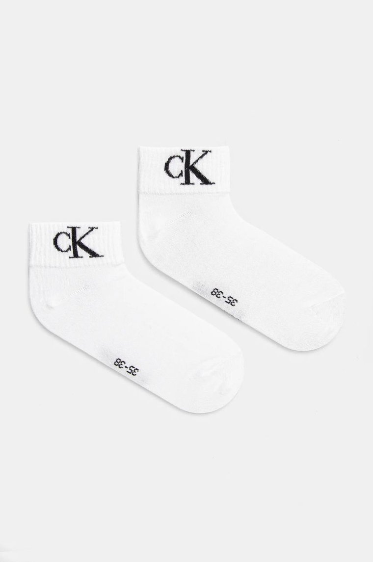 Calvin Klein Jeans skarpetki 2-pack damskie kolor biały 701228813