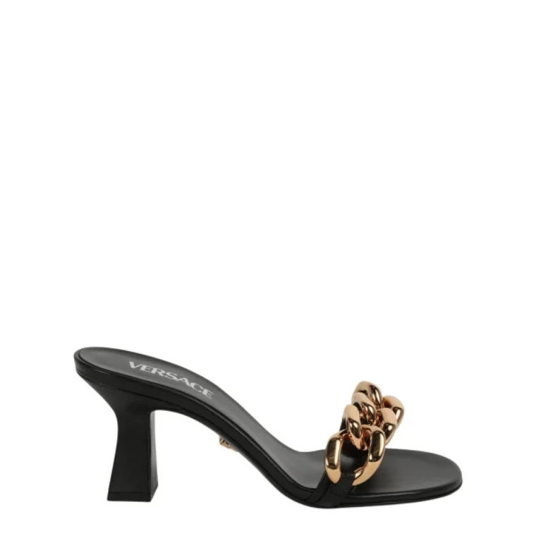 Skórzane sandały - Wysokość obcasa: 3.5 Versace