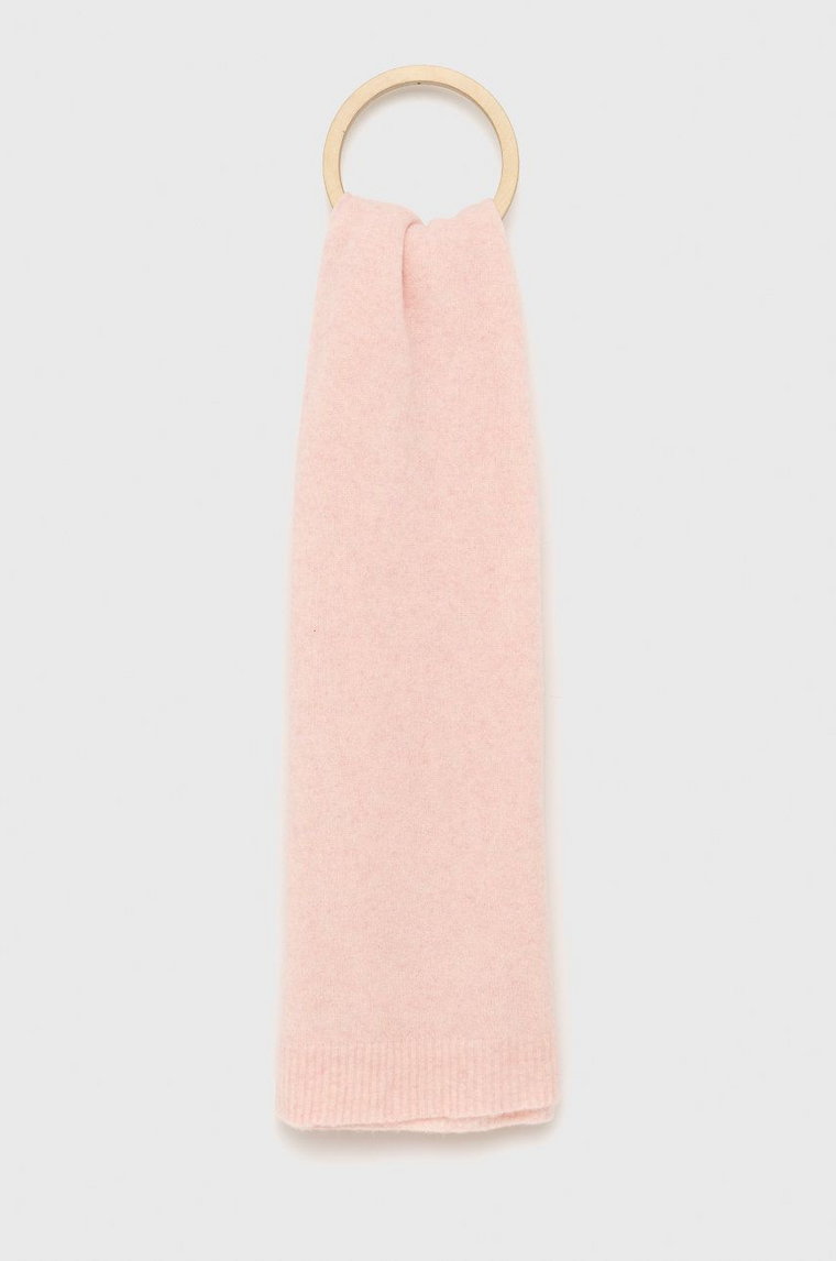 American Vintage szalik z domieszką wełny kolor różowy gładki