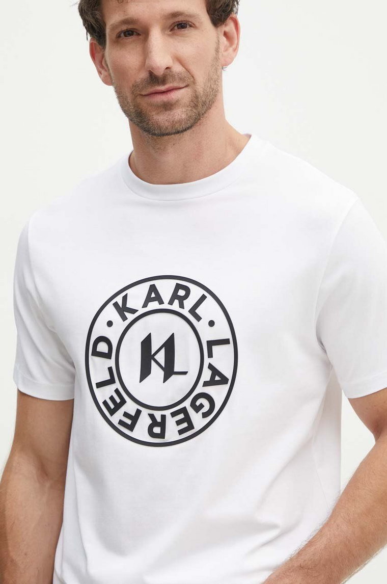 Karl Lagerfeld t-shirt męski kolor biały z aplikacją 543221.755080