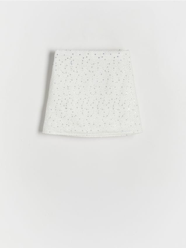 Reserved - Spódnica ze zdobieniem - złamana biel