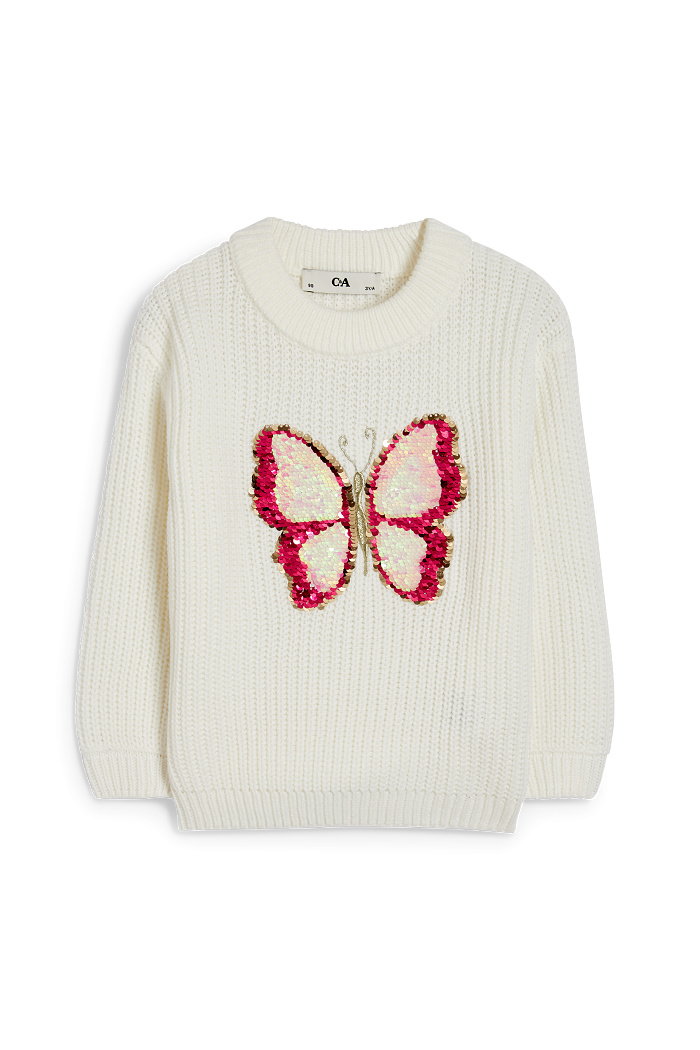C&A Motylek-sweter, Biały, Rozmiar: 110