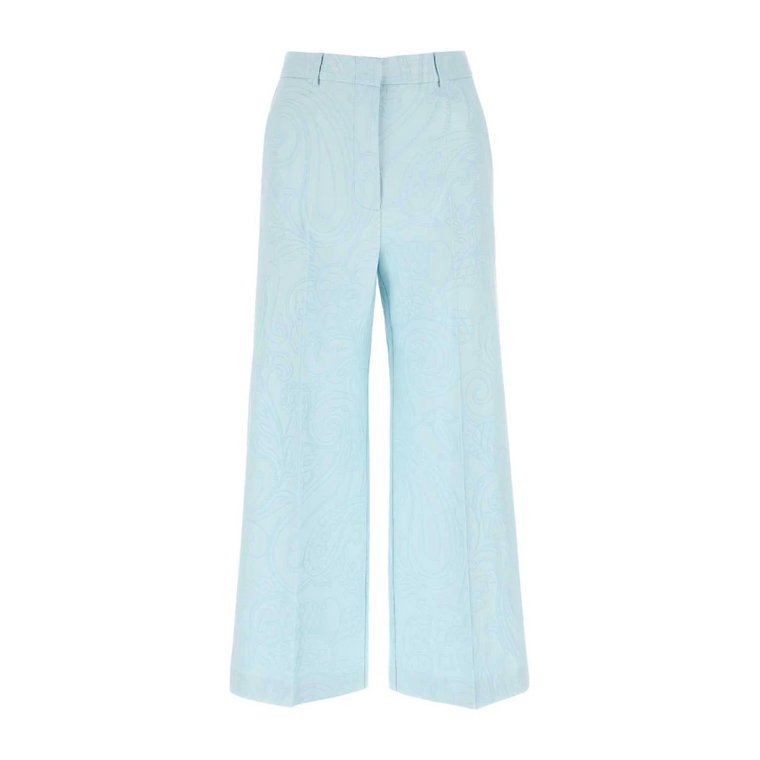 Pastel jasnoniebieska bawełniana bawełniana spodnie Etro