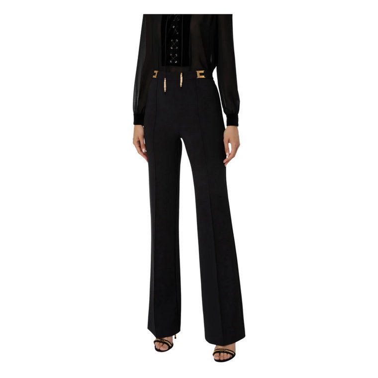 Czarne Spodnie z Nazwą Stylu/Modelu Elisabetta Franchi