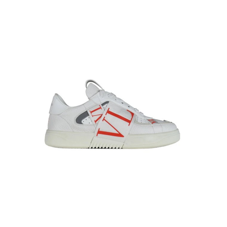 Vl7N Sneakers - Białe Skórzane, Czerwone i Białe Wstążki Vltn Valentino Garavani