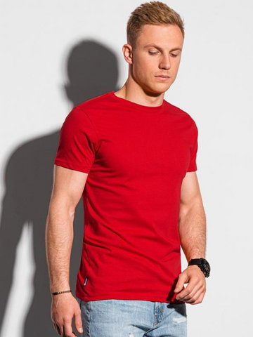 T-shirt męski bawełniany basic S1370 - czerwony - XXL