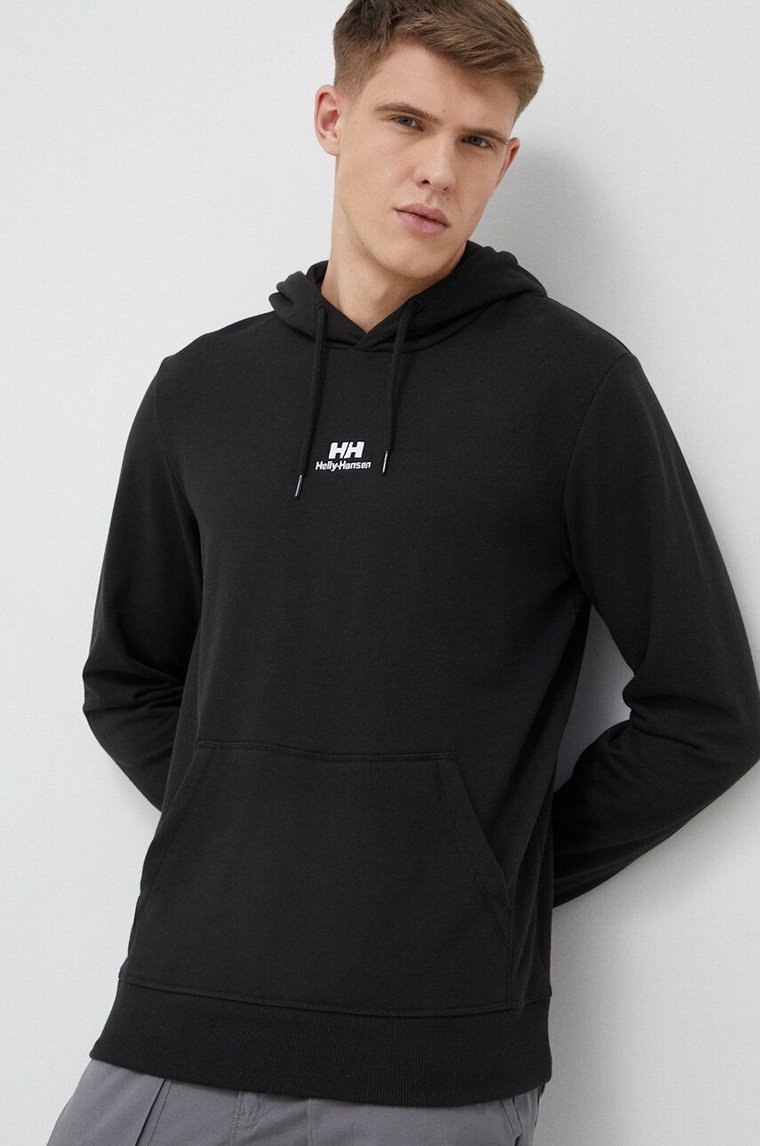 Helly Hansen bluza YU HOODIE 2.0 męska kolor czarny z kapturem gładka 53582