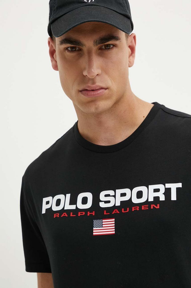 Polo Ralph Lauren t-shirt bawełniany męski kolor czarny z nadrukiem