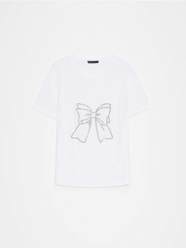 Mohito - T-shirt z aplikacją - biały