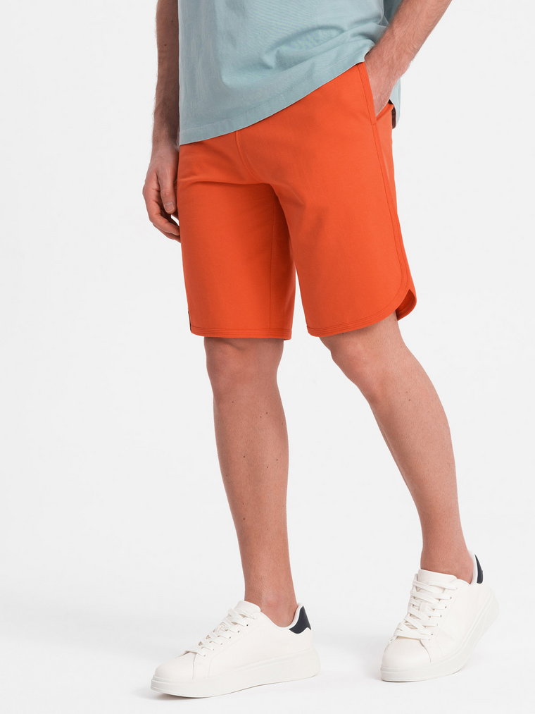 Męskie szorty dresowe z zaokrągloną nogawką - pomarańczowe V5 OM-SRSK-0105