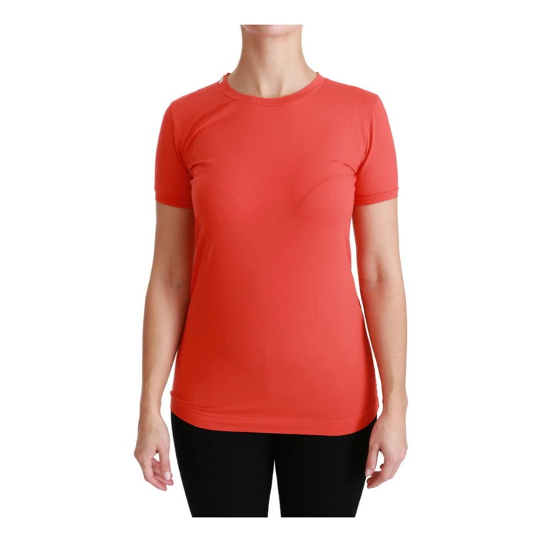 Red Crewneck Short Sleeve T-shirt Cotton Top Dolce & Gabbana