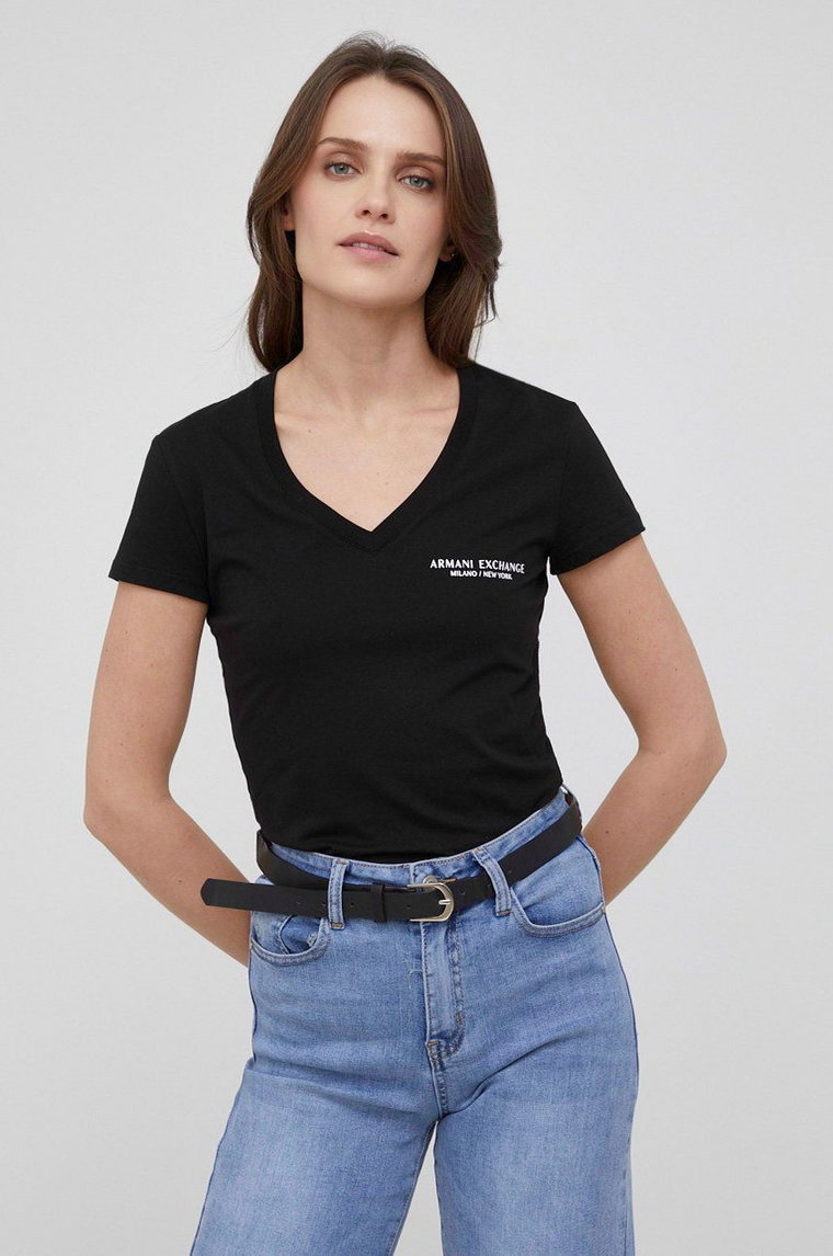 Armani Exchange t-shirt bawełniany kolor czarny 8NYT81 YJG3Z NOS