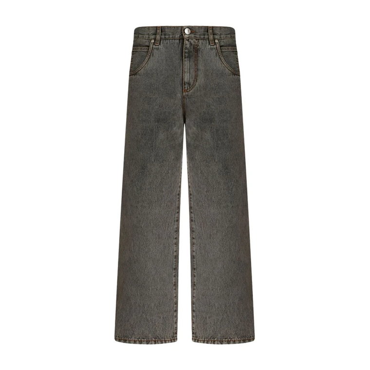Szare jeansy z denimu, Wygodny krój, Wyprodukowane we Włoszech Etro