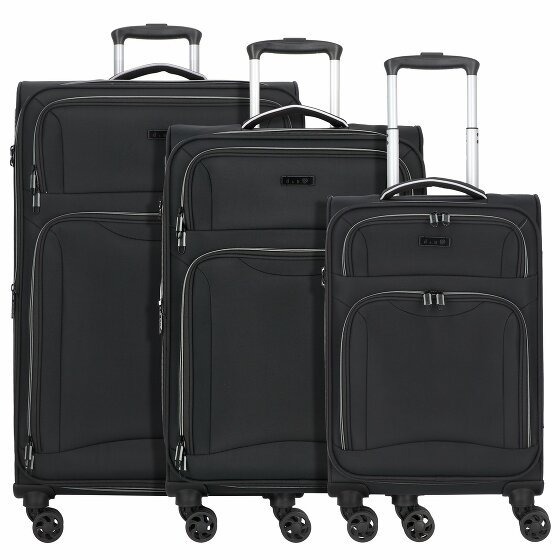 d&n Travel Line 9204 4 kółka Zestaw walizek 3-części z plisą rozprężną schwarz