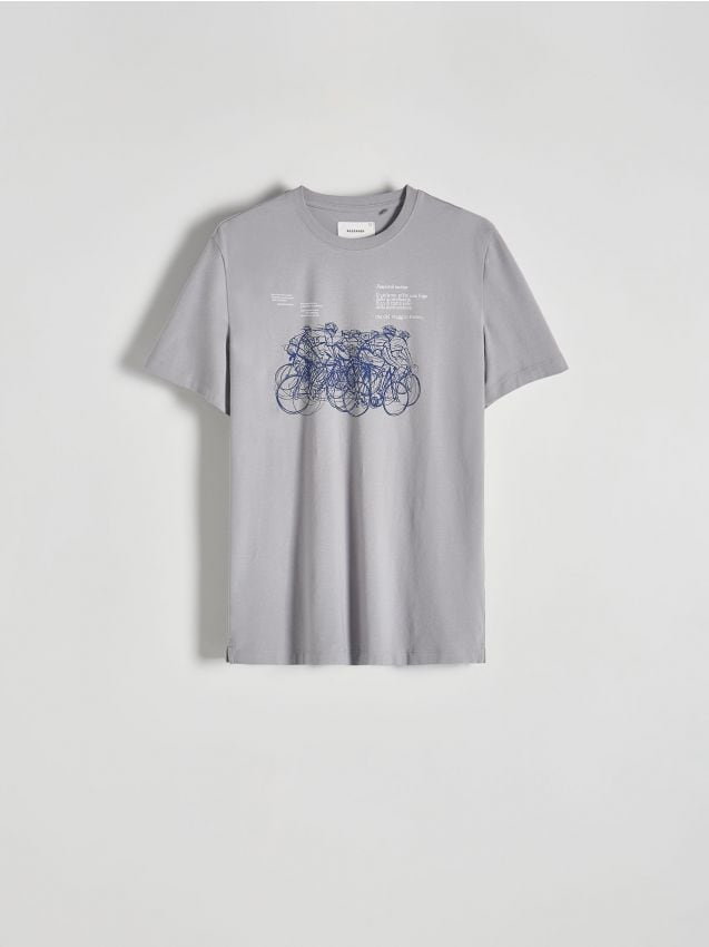 Reserved - T-shirt regular fit z nadrukiem - jasnoszary