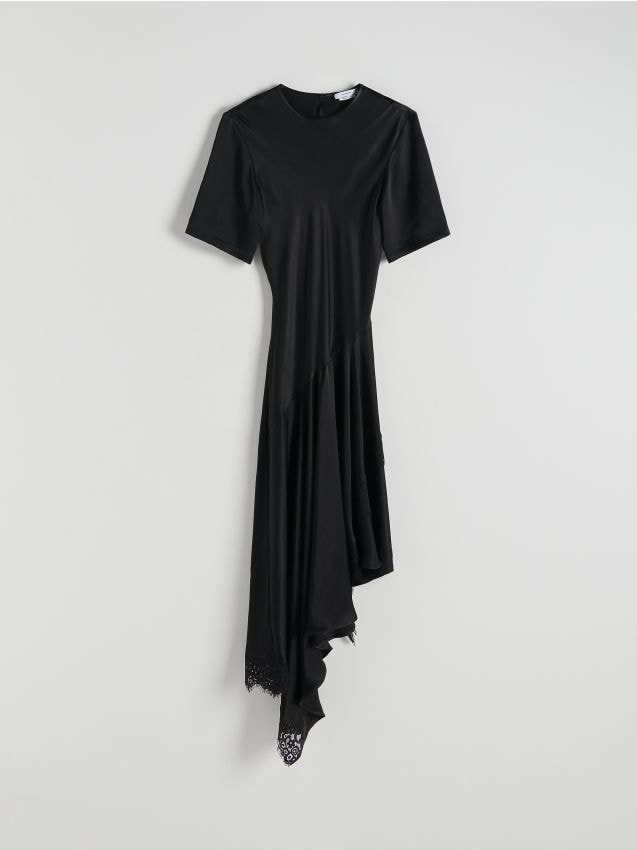 Reserved - Sukienka midi z wiskozą - czarny