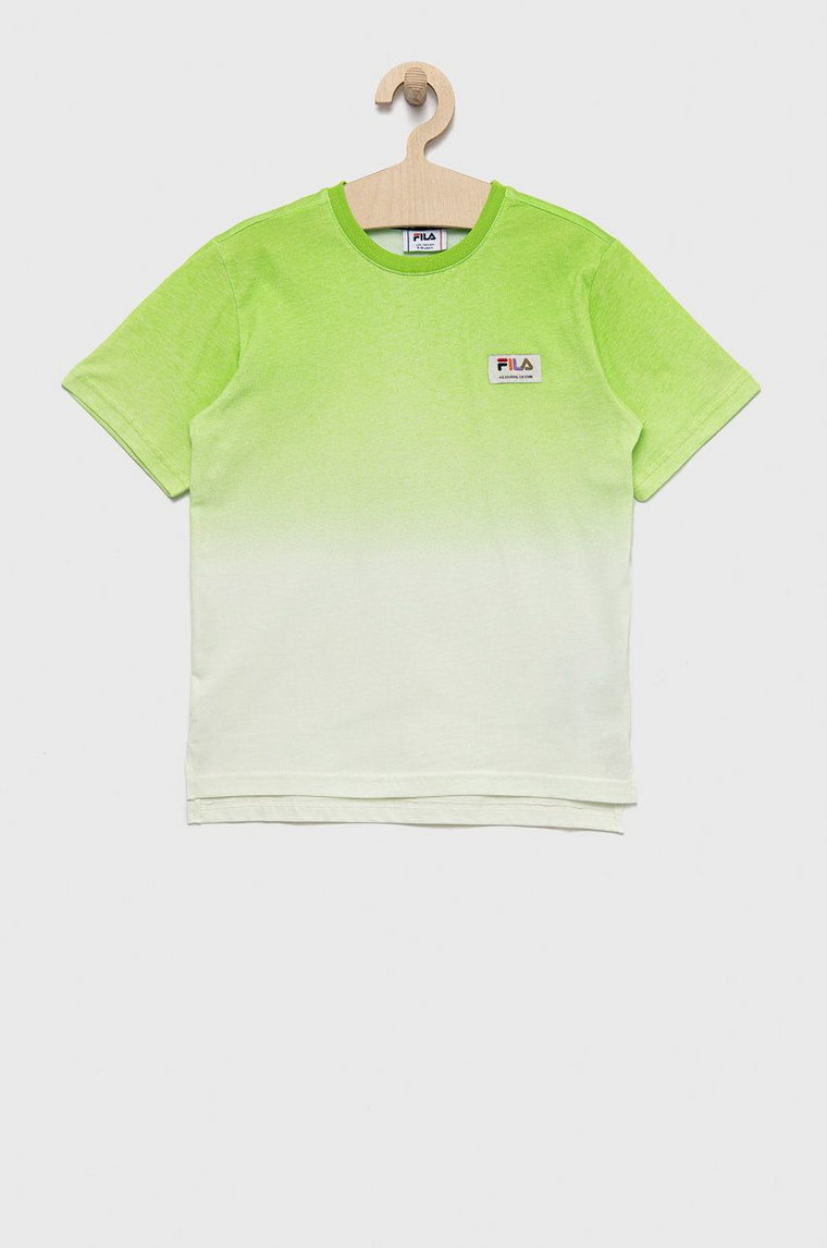 Fila t-shirt bawełniany dziecięcy kolor zielony wzorzysty