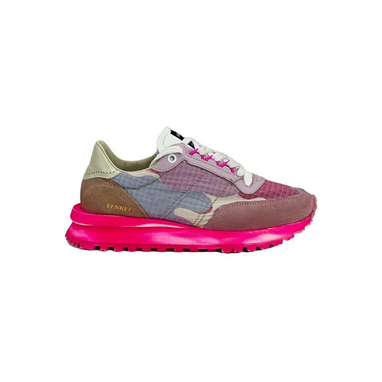 Fluorescencyjne różowe buty sportowe w kamuflażu Hidnander