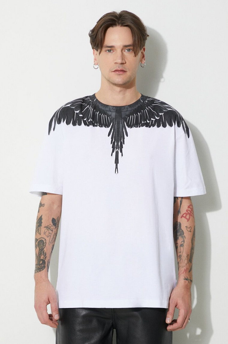 Marcelo Burlon t-shirt bawełniany Icon Wings Basic męski kolor biały z nadrukiem CMAA056C99JER0010110