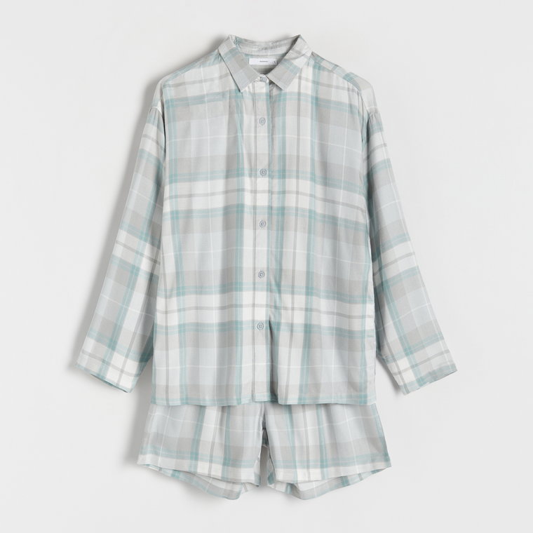 Reserved - Dwuczęściowa piżama z wiskozy - jasnoszary