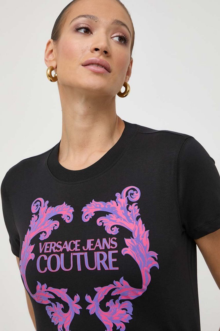 Versace Jeans Couture t-shirt bawełniany damski kolor czarny 76HAHG02 CJ00G